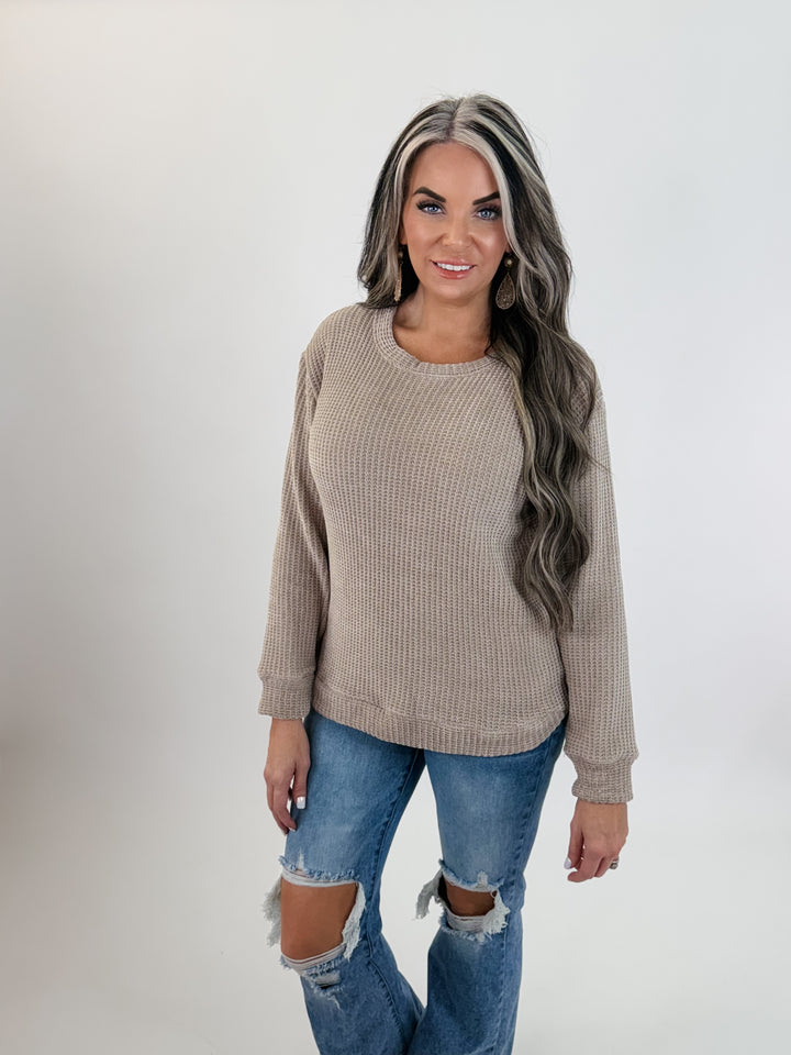 Warm Wishes Chenille Sweater – tan