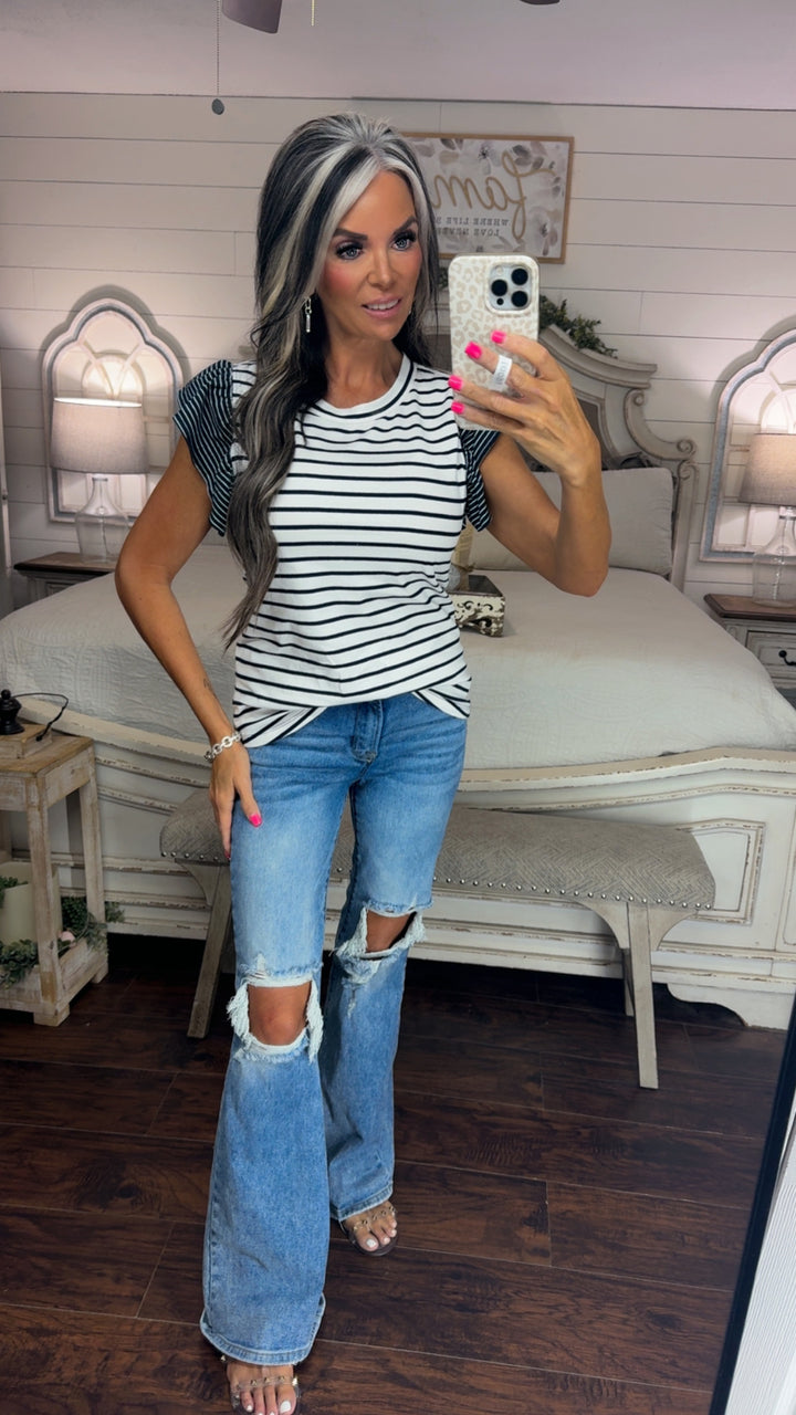 Chic Ruffle Stripe Top
