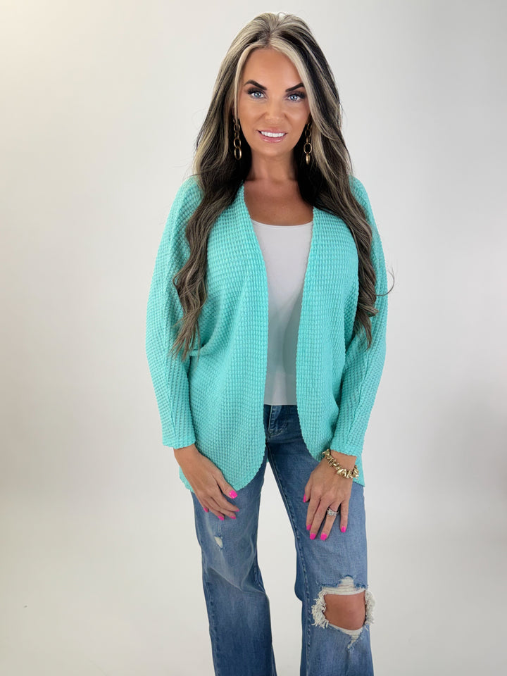 Mint Waffle Knit Cardigan