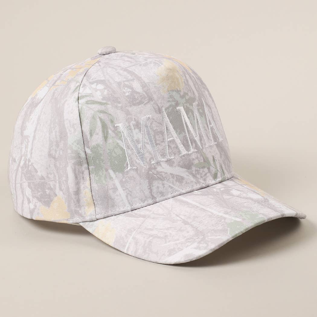 MAMA Letter Embroidery Real Tree Camo Baseball Cap: BEIGE CAMO / ONE SIZE