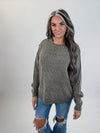 Two-Tone Rib Knit Sweater- black