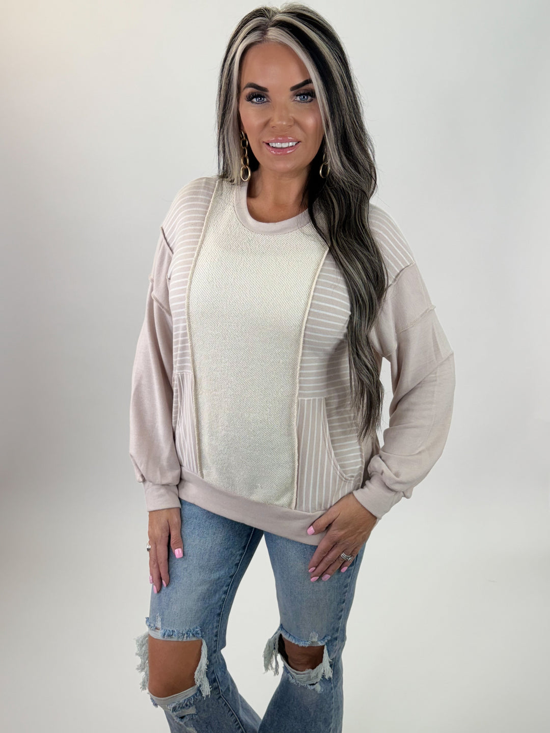 Blissful Beige Textured Pullover