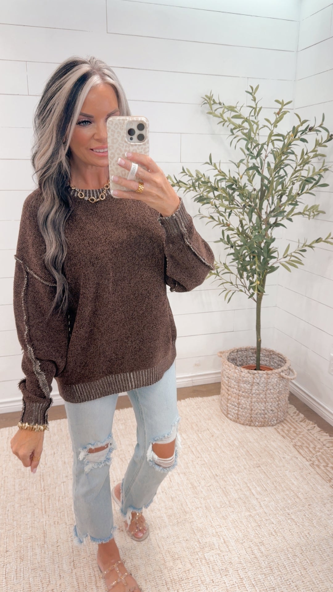 * pre order * MOCHA MOMENT TEXTURED SWEATER est ship date 9/27