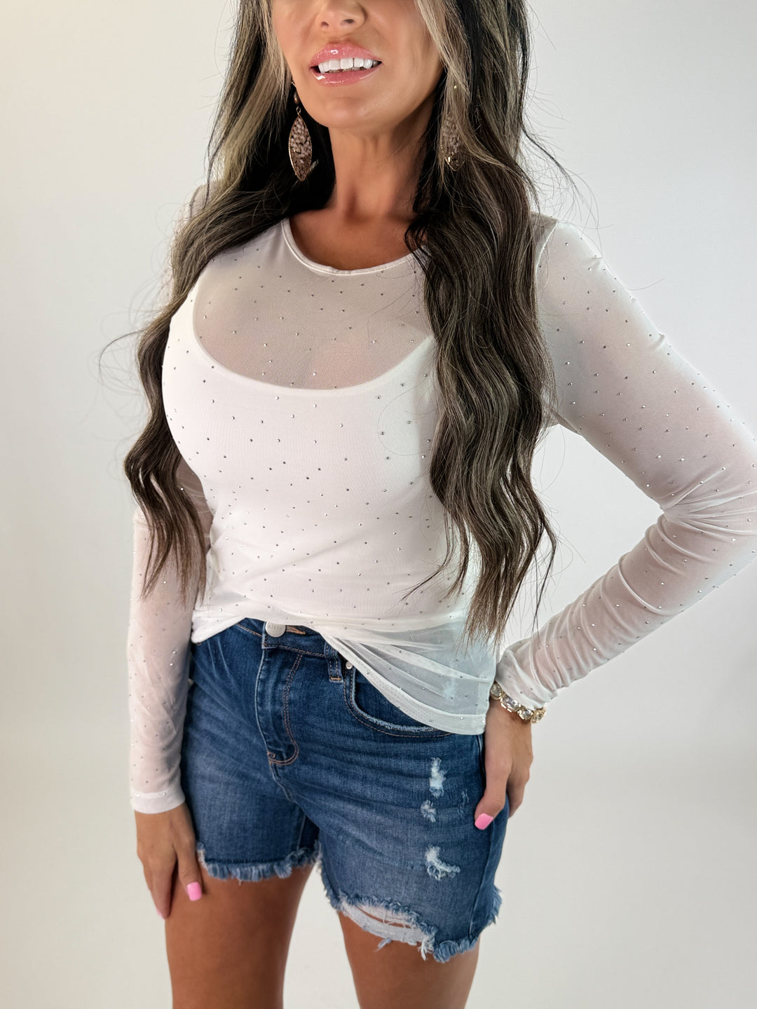 Dazzle Mesh Rhinestone Top
