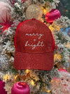 Merry & Bright trucker hat RED GLITTER