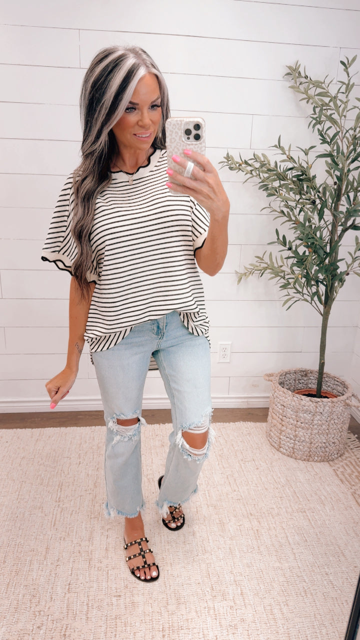 Comfy Days Striped Oversized Top