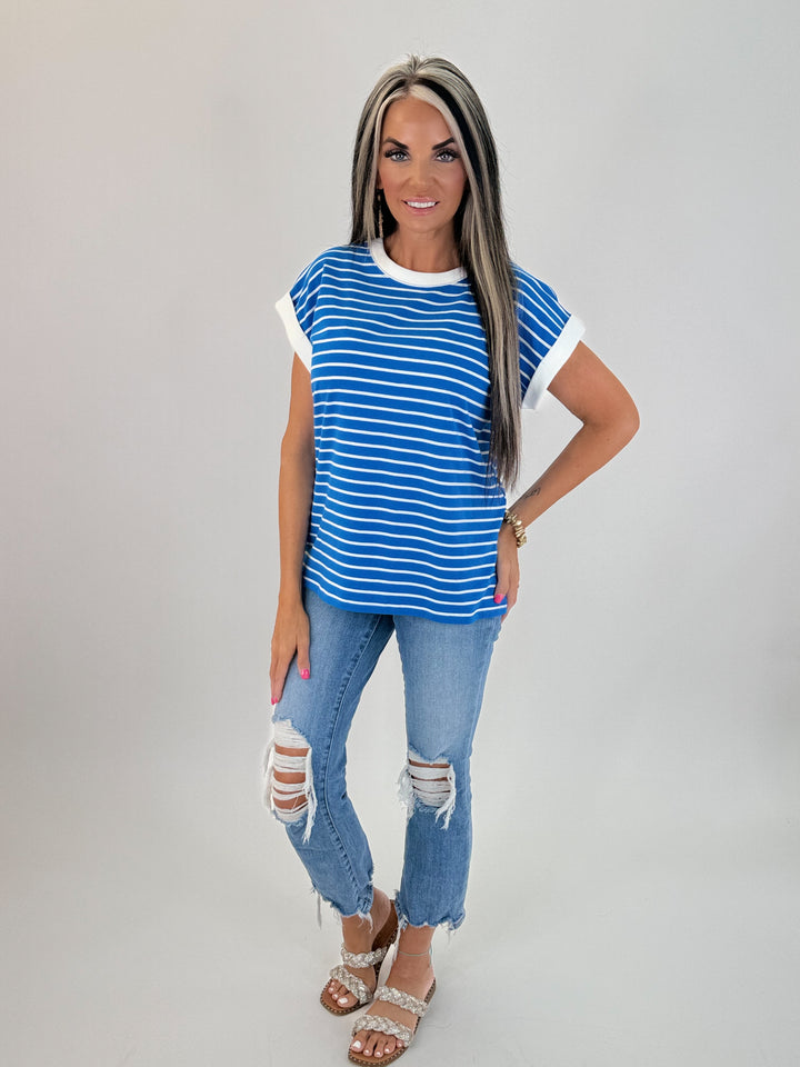 EVERYDAY STRIPE TEE PINK/BLUE
