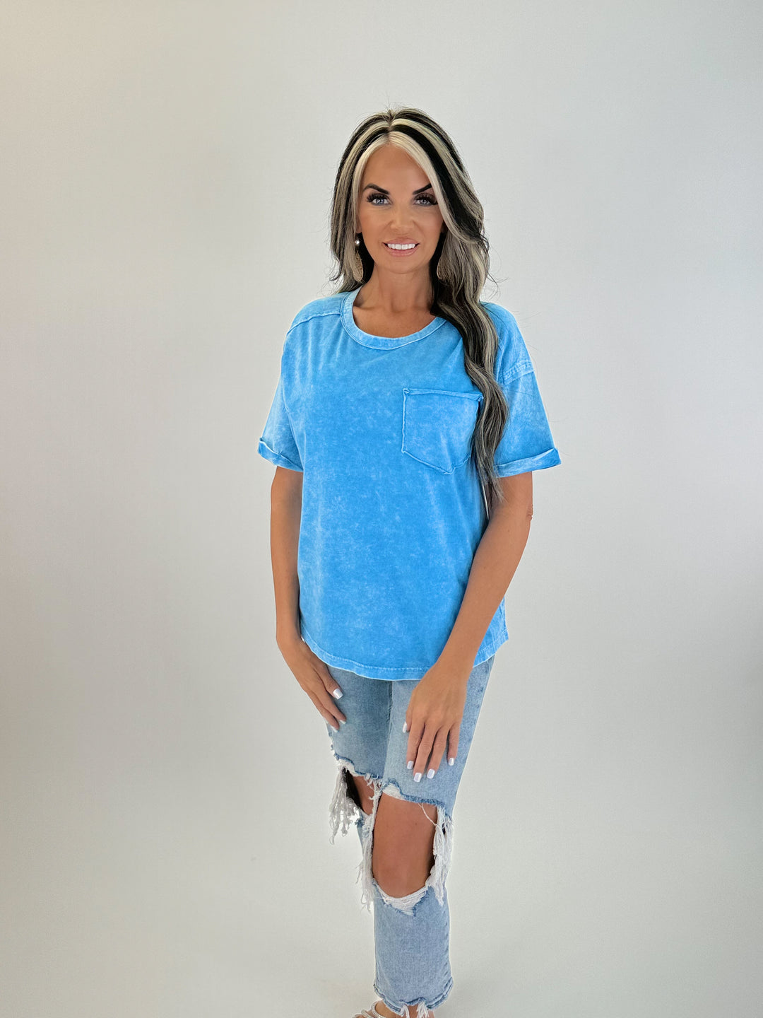 Halo Wash Pocket Tee – Blue/Green