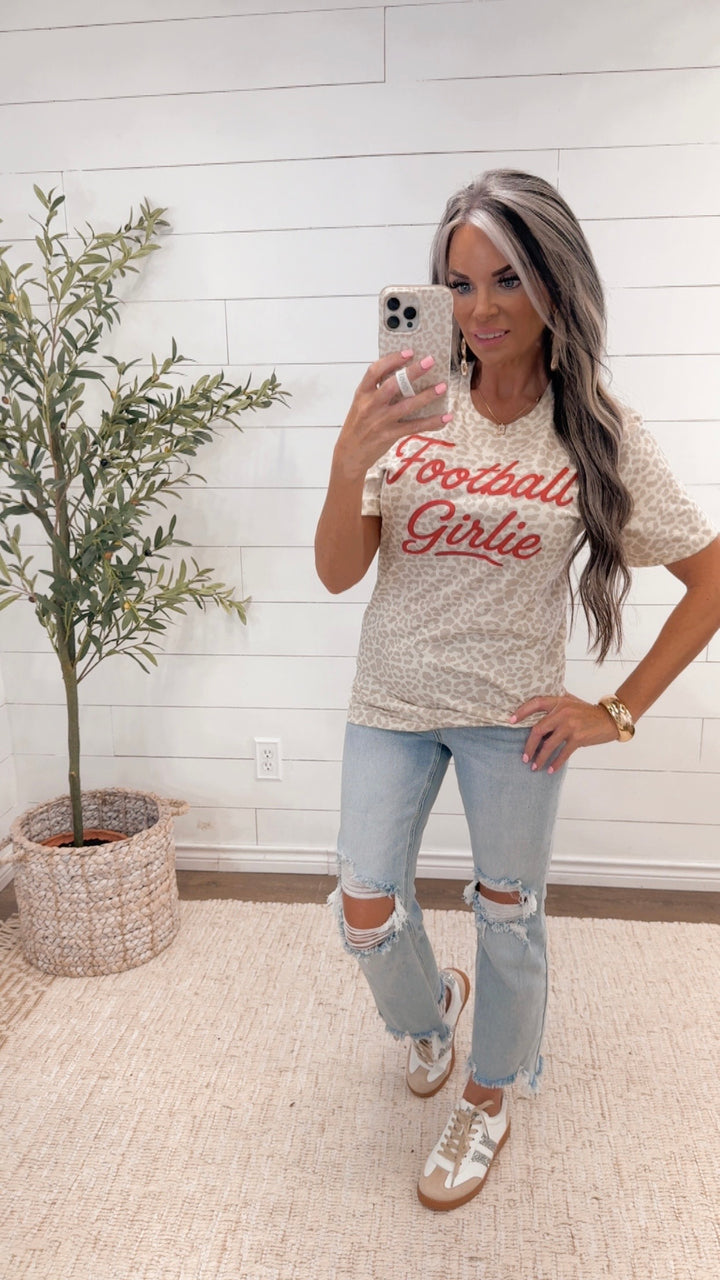 Football Girlie Leopard Graphic Tee
