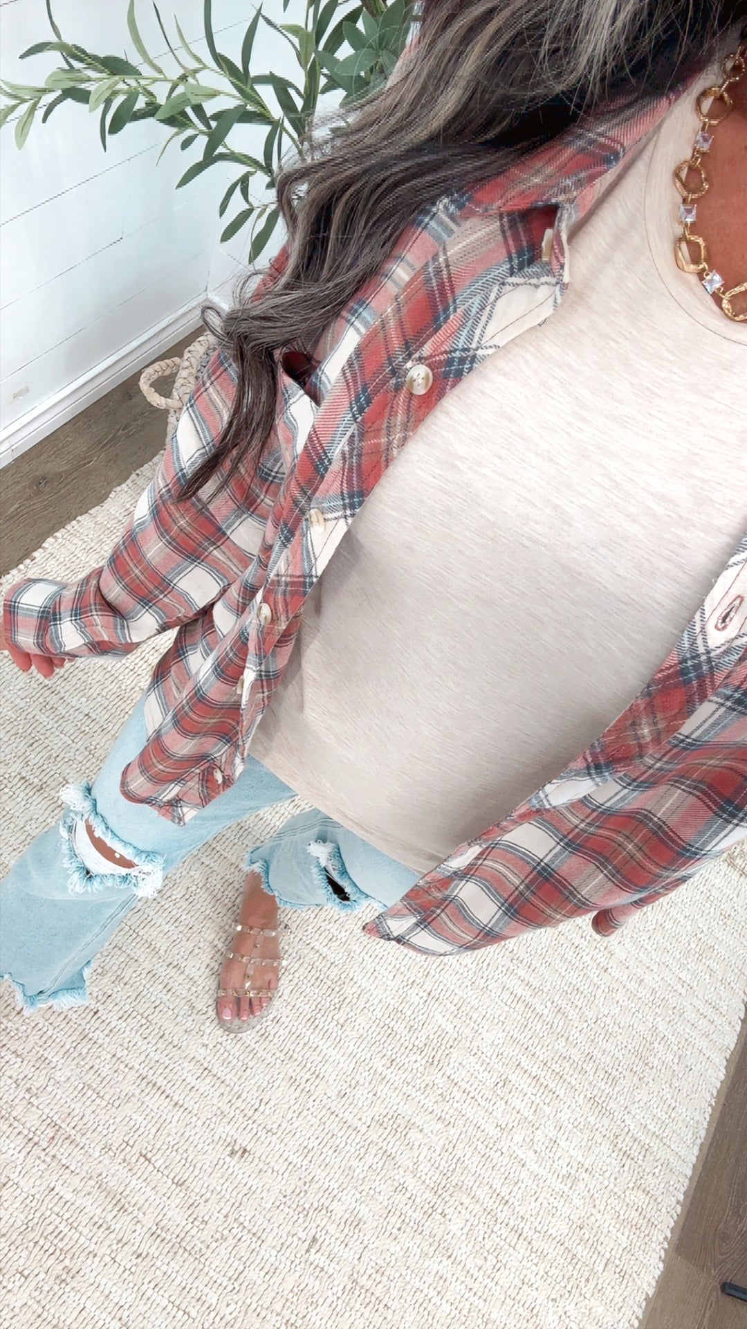 PUMPKIN PATCH PLAID BUTTON DOWN