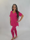 DOOR BUSTER TWO-PIECE LOUNGE SET- HOT PINK