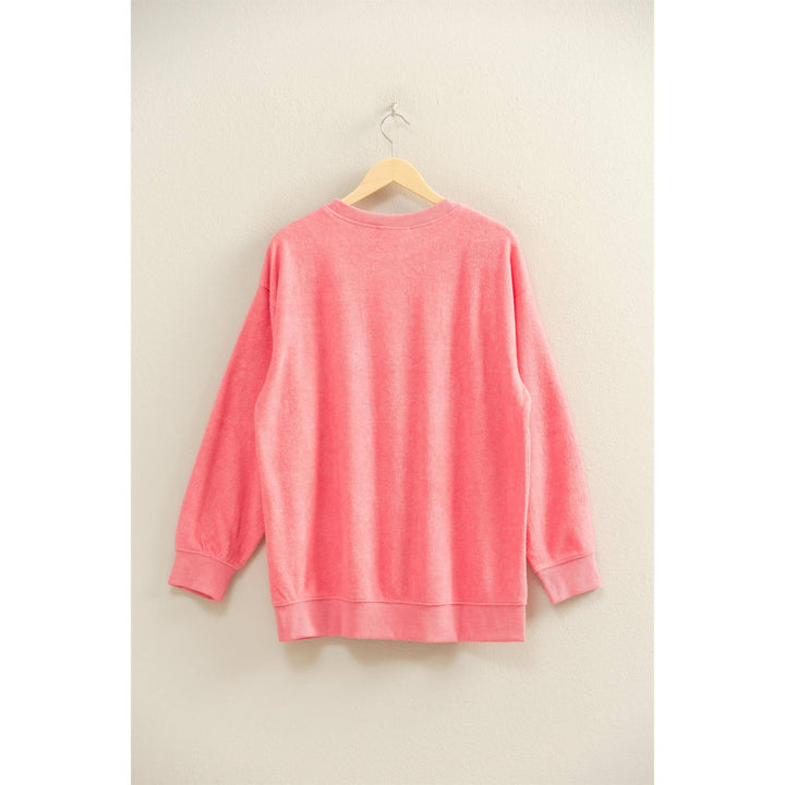 Oversized Crewneck Casual Sweatshirt: pink