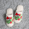 HOHOHO PATTERN EMBROIDERED LUXURY SOFT SLIPPERS
