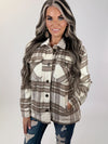 Long Sleeve Inside Faux Fur Brushed Plaid shacket