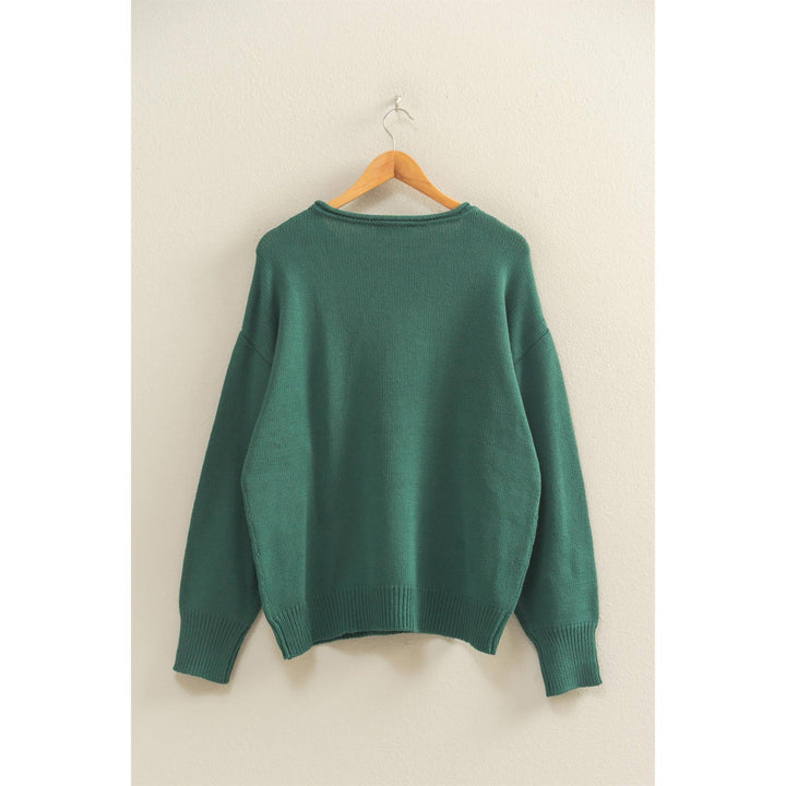 Oversized Rolll Neck Knit Sweater DEEP GREEN