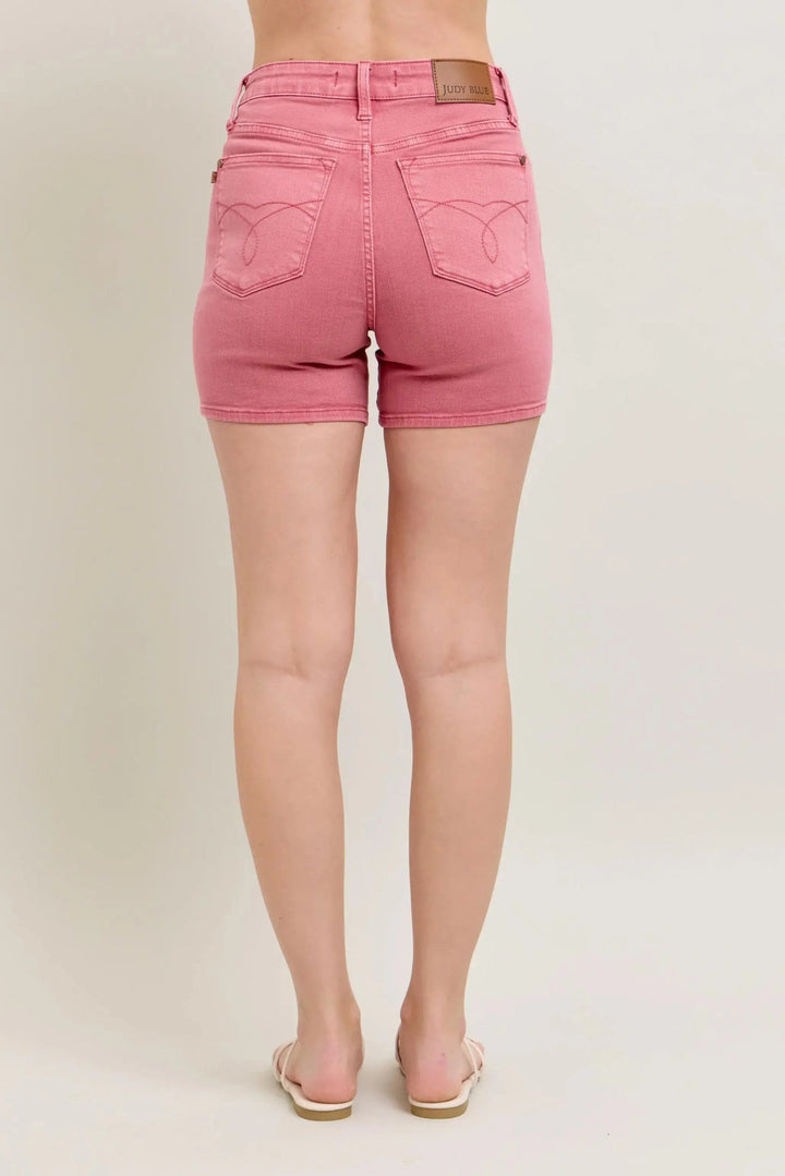 JUDY BLUE  NON DISTRESSED JEAN SHORTS - ROSE