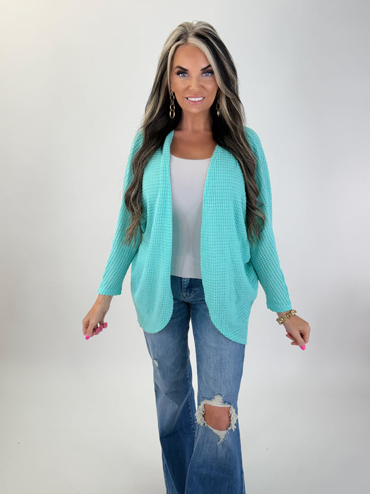 Mint Waffle Knit Cardigan