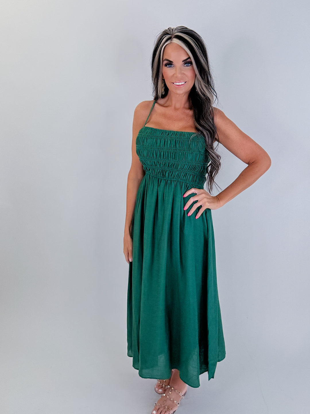 Emerald Escape Smocked Maxi Dress