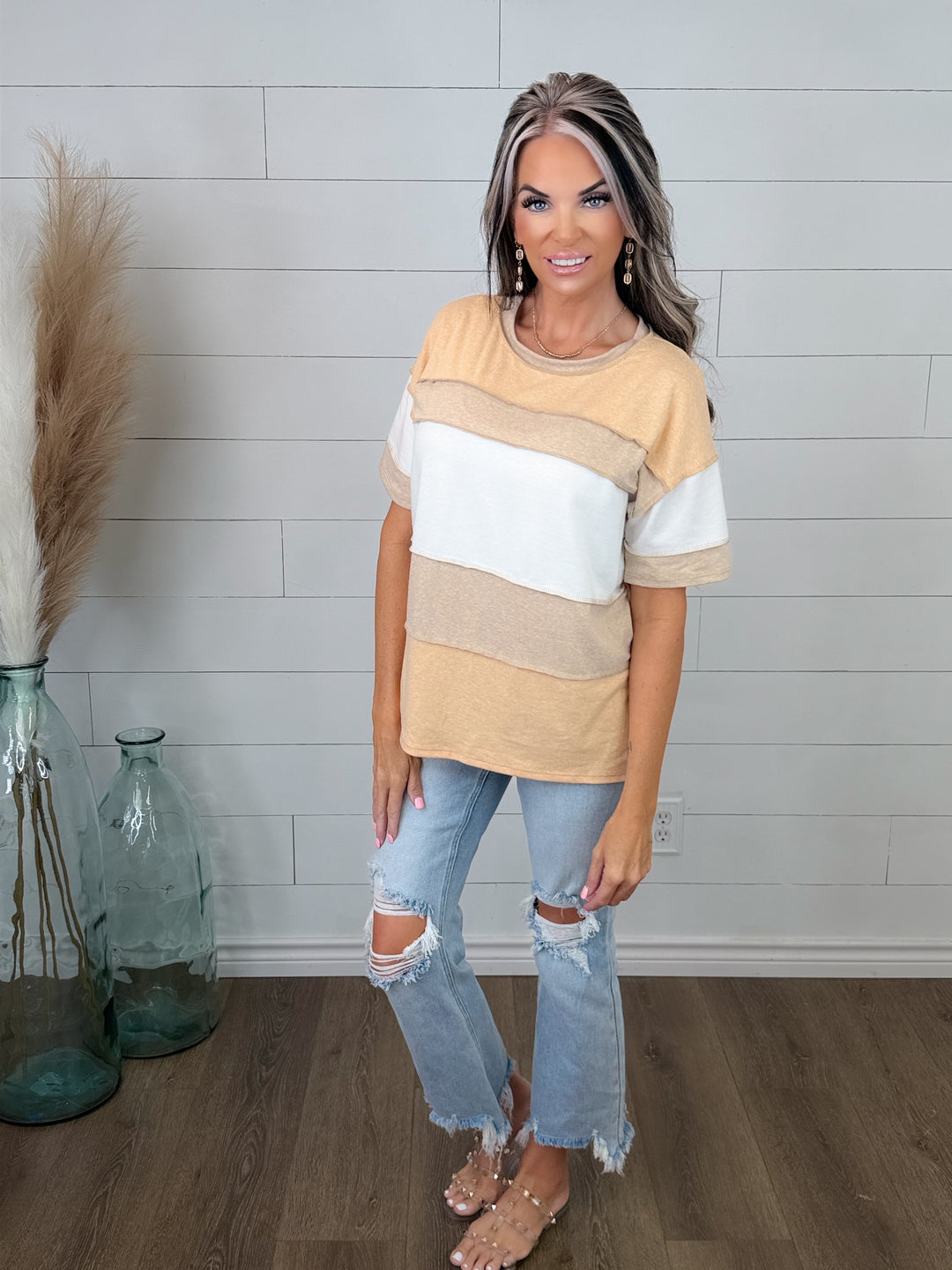 GOLDEN NEUTRAL COLOR BLOCK TOP