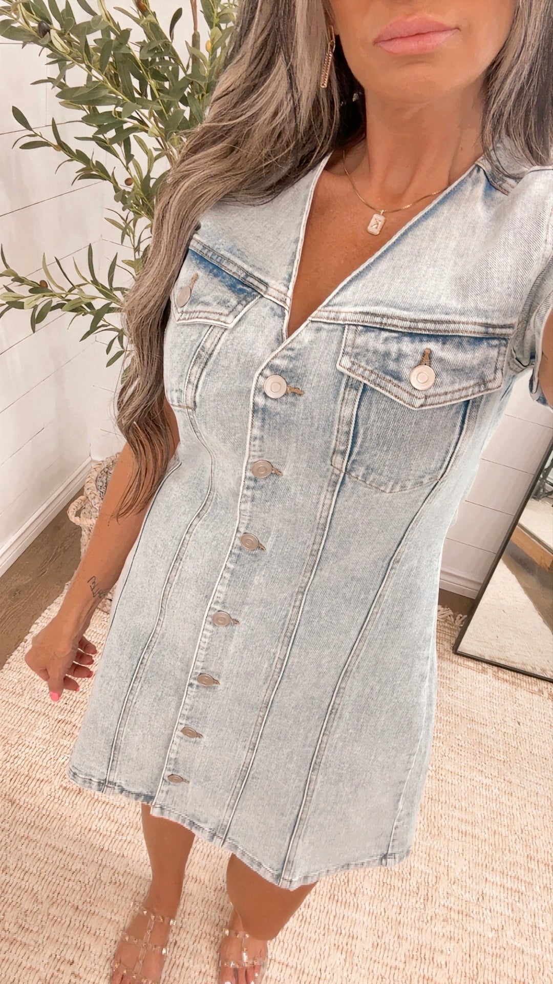 Blue Jean Baby Button-Front Denim Dress