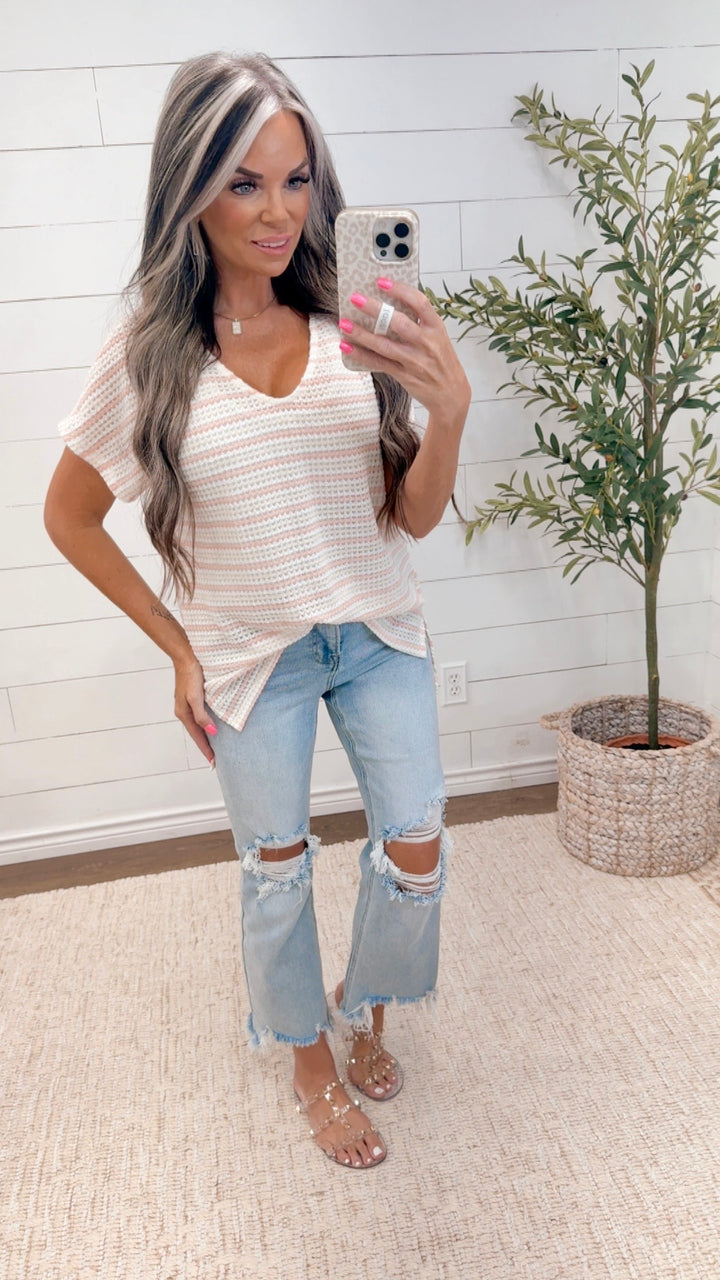 Pastel Dreams V-Neck Knit Top