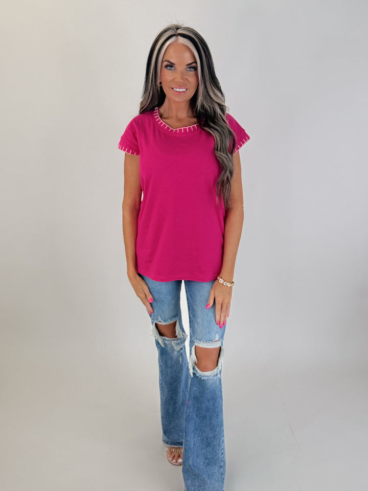 Pink Stitch Detail top