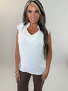 Sweet Ruffle Shoulder Top – White