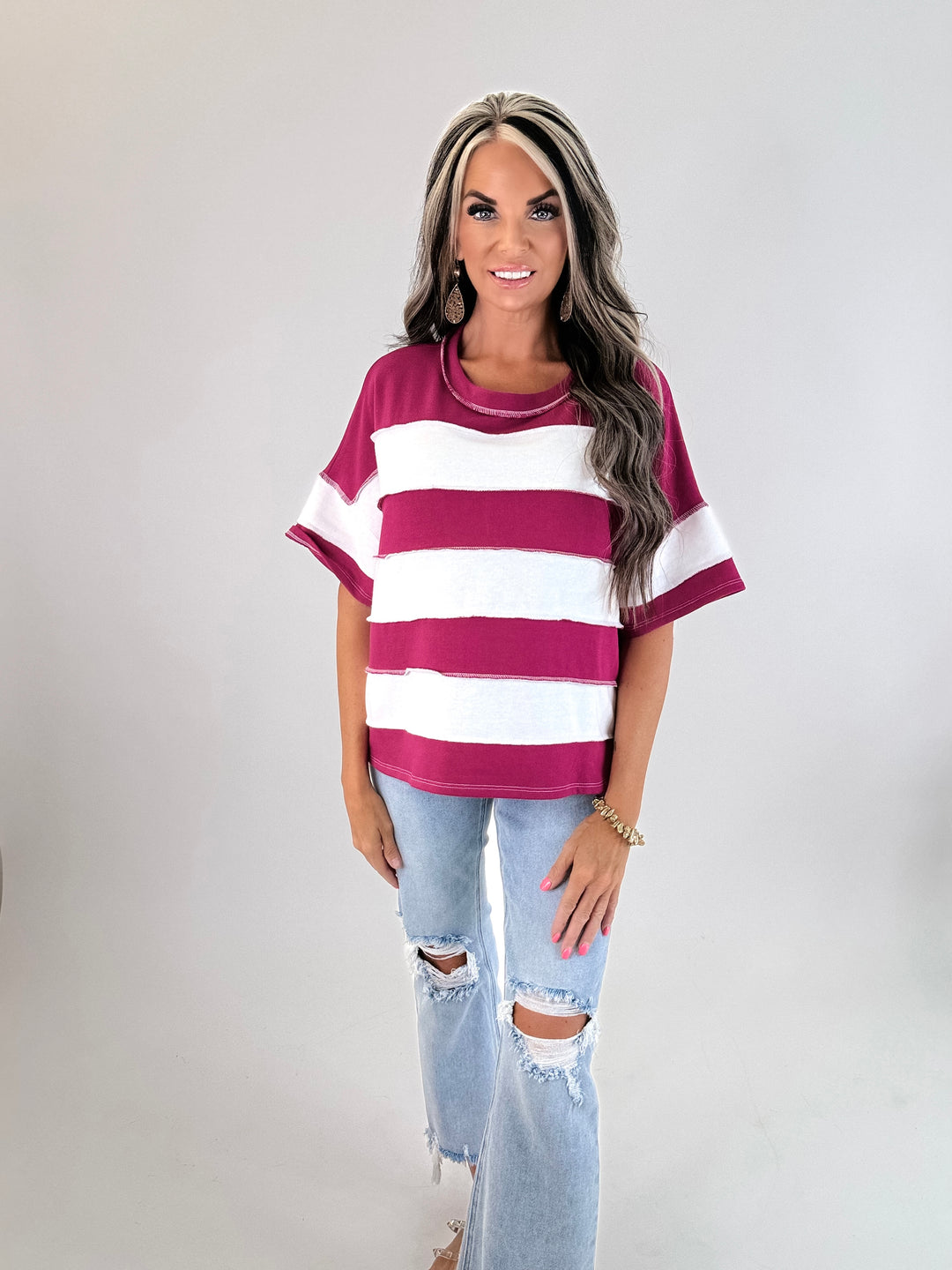 Bright Side Striped Oversized Top