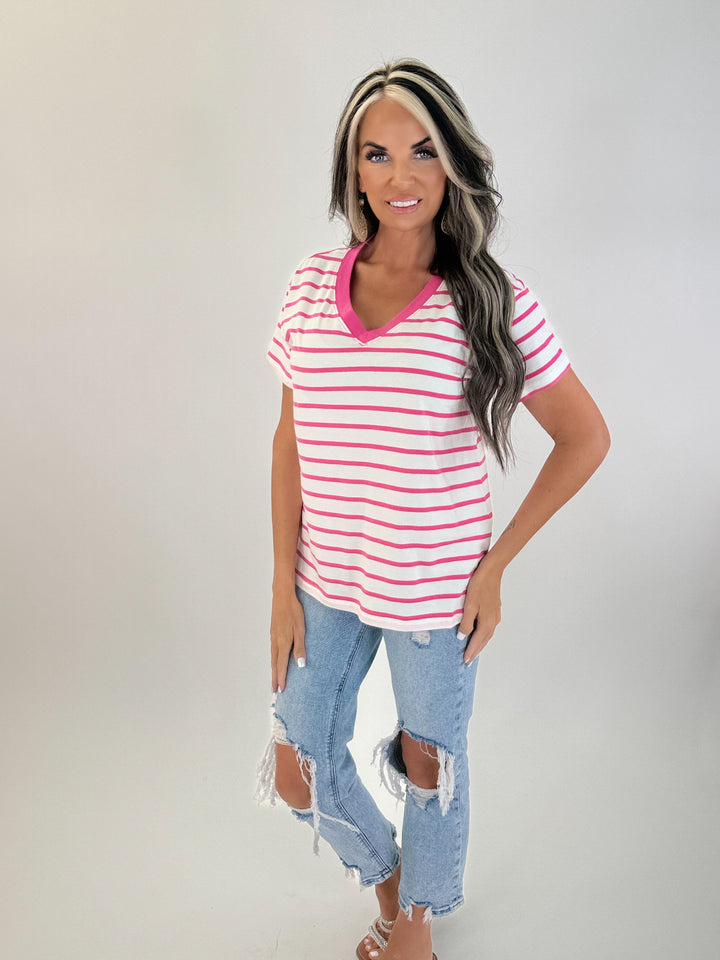Classic Stripe V-Neck Tee Collection