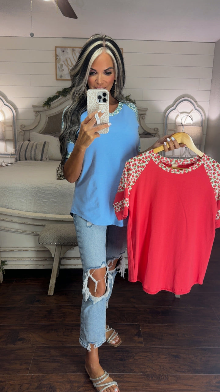 Sweet  Floral Raglan Top