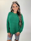 PERFECTLY YOU  CHENILLE RAGLAN SWEATER GREEN