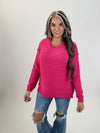 Exposed Seam Round Neck Sweater pink