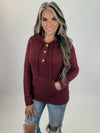 Burgundy  Cozy Button Front Hoodie