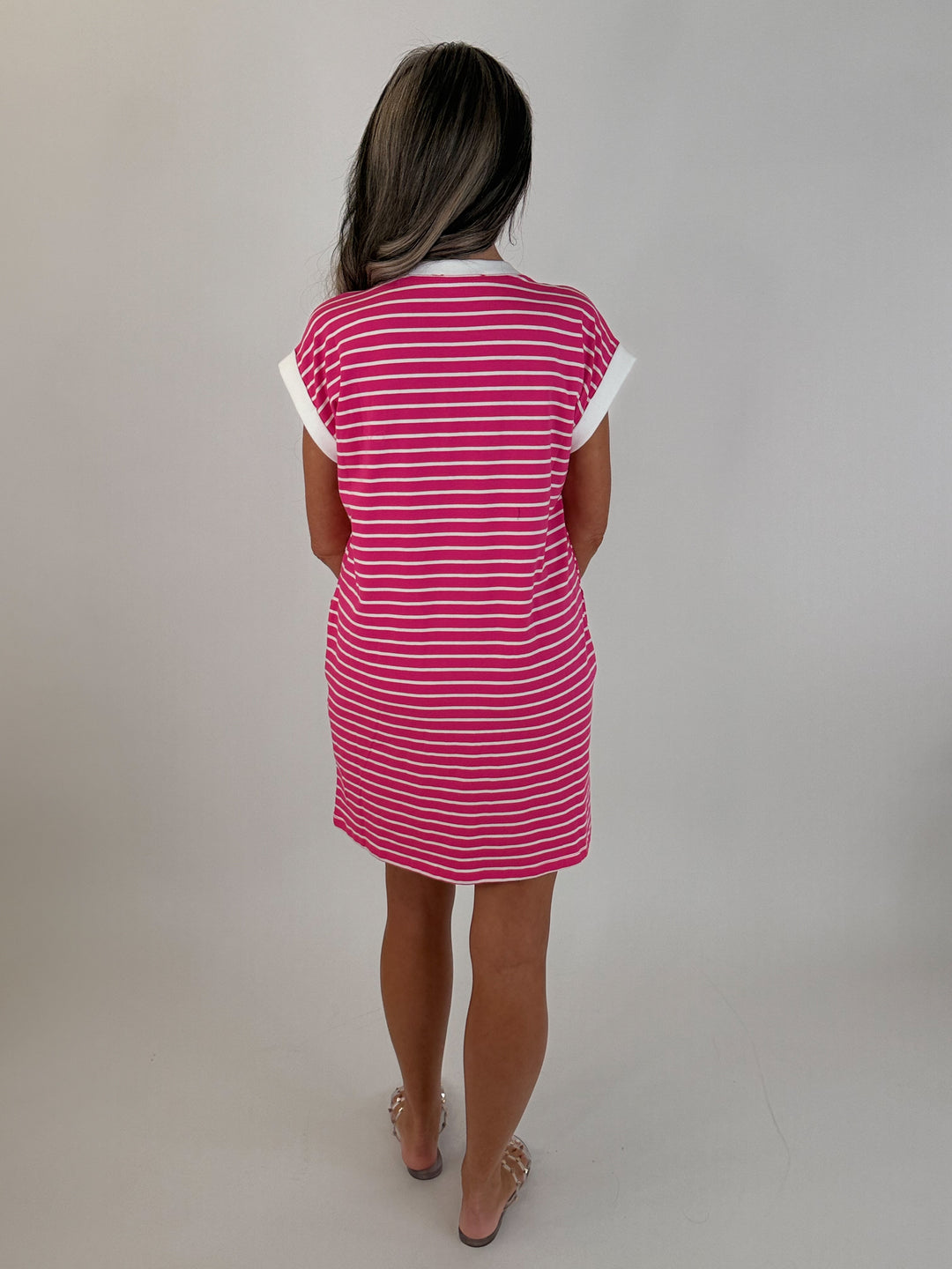 Pink Stripe T shirt Dress