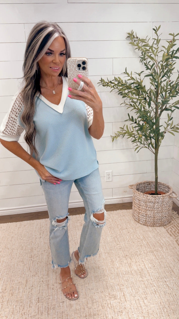 Fresh Perspective Crochet Sleeve Top
