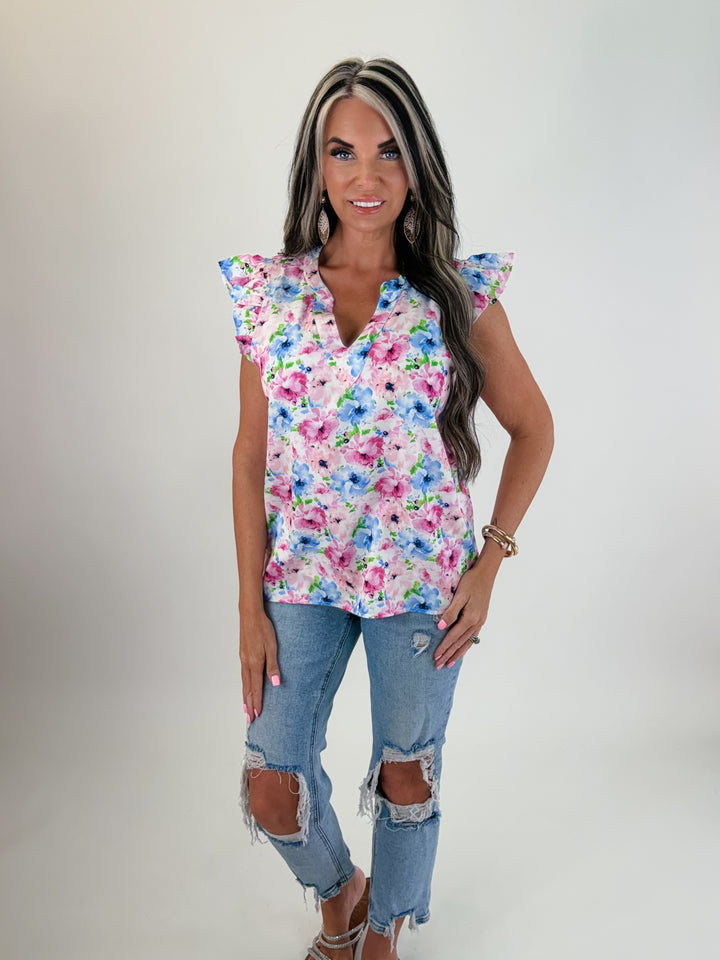 Floral Party Flutter Top