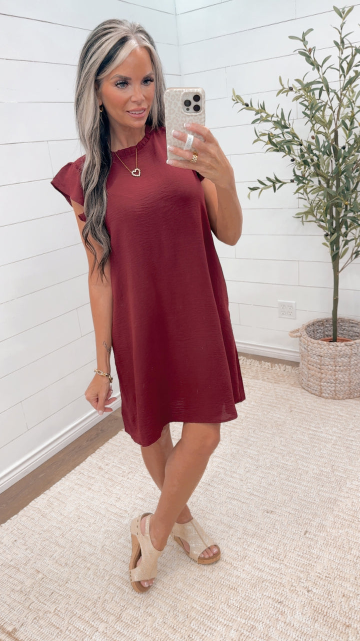 Meet Me For Dinner Ruffle Sleeve Dress