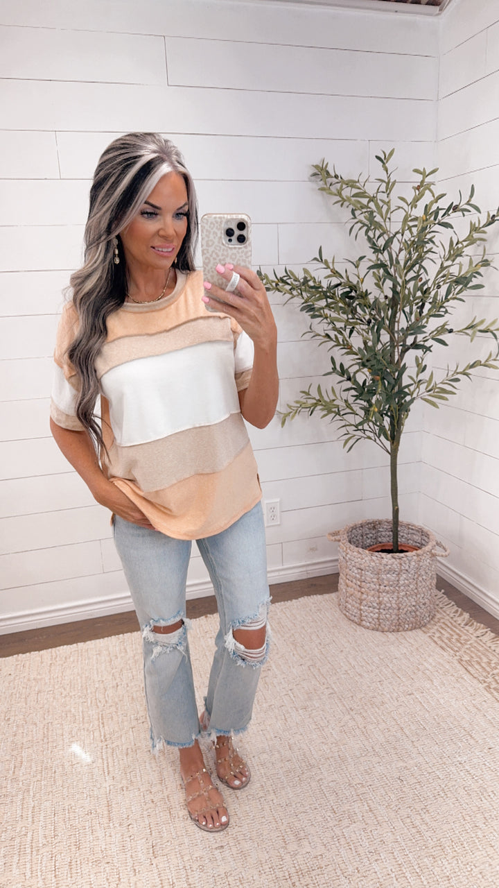 GOLDEN NEUTRAL COLOR BLOCK TOP