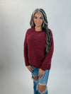 PERFECTLY YOU  CHENILLE RAGLAN SWEATER Burgundy