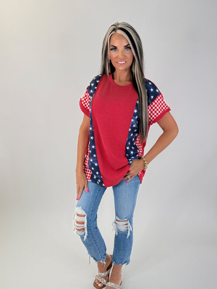 STARS & STRIPES PATCHWORK TOP
