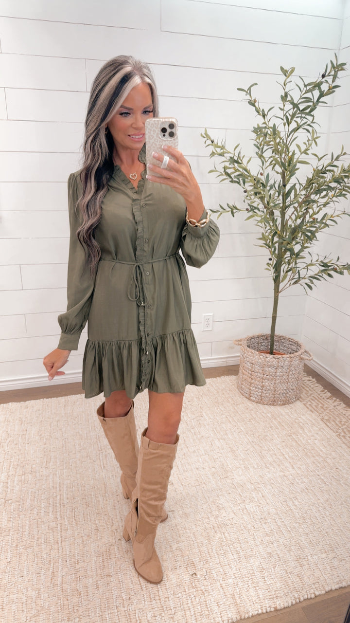 *PRE ORDER Meet Me in the Country Olive Dress est ship date 9/22