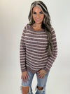 Maroon Cozy Stripe Sweater
