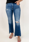 Jayla - Mid Rise Frayed Step Hem Ankle Straight Jeans