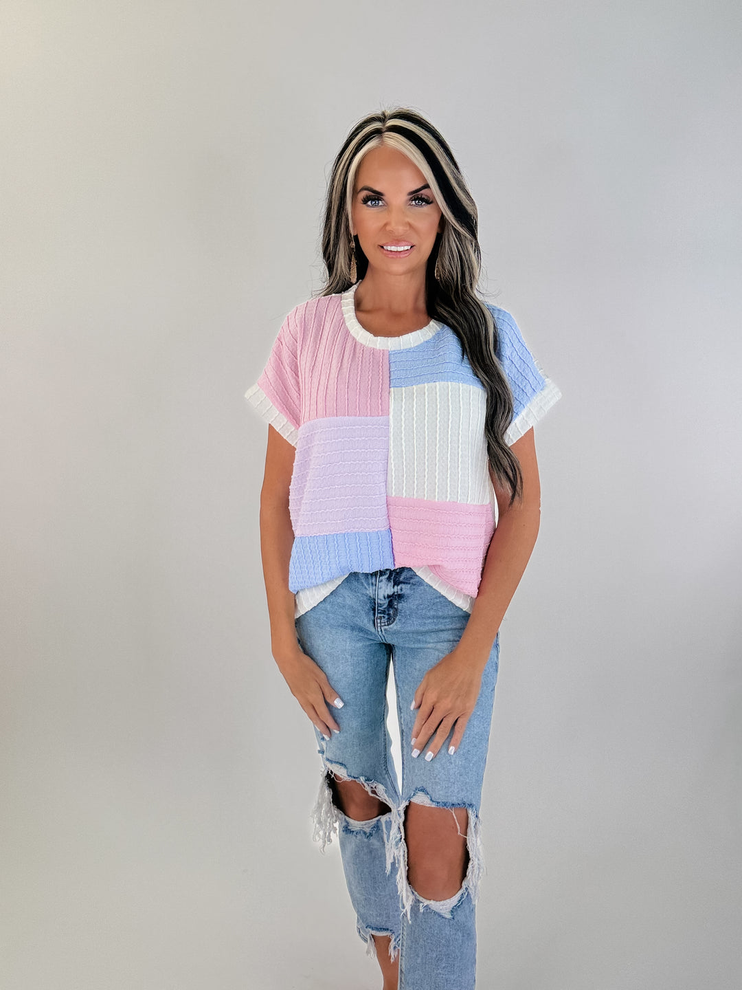 Pastel days  Colorblock Knit Top