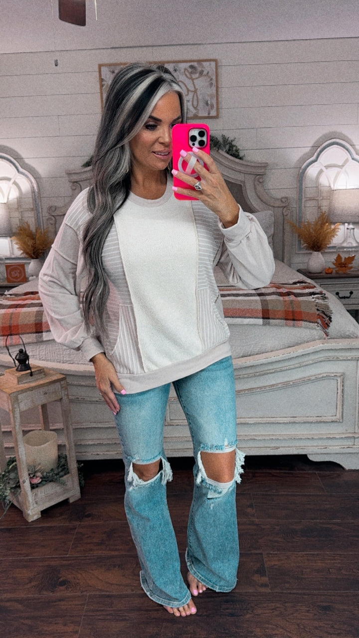 Blissful Beige Textured Pullover