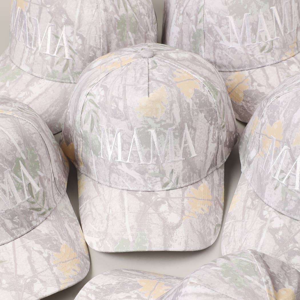 MAMA Letter Embroidery Real Tree Camo Baseball Cap: BEIGE CAMO / ONE SIZE