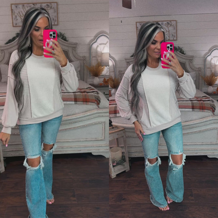 Blissful Beige Textured Pullover